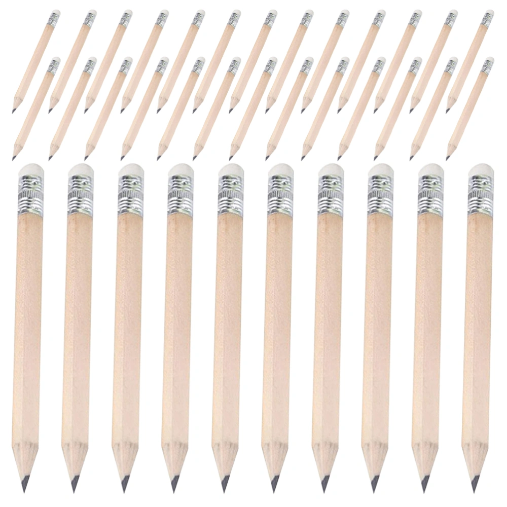 50pcs Short Writing Pencils Kids Writing Pencils Log Short Pencils Erasable Short Pencils