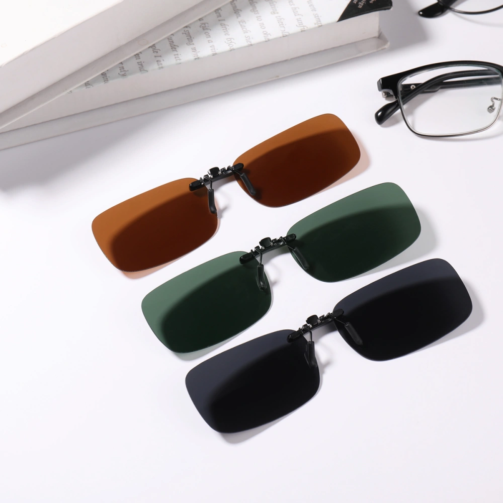 VORCOO 3PC Myopia Sunglasses Polarized Clip Driver Glasses Clip Polarized Glasses Sunglasses Clip (Gray, Dark Green, Coffee)