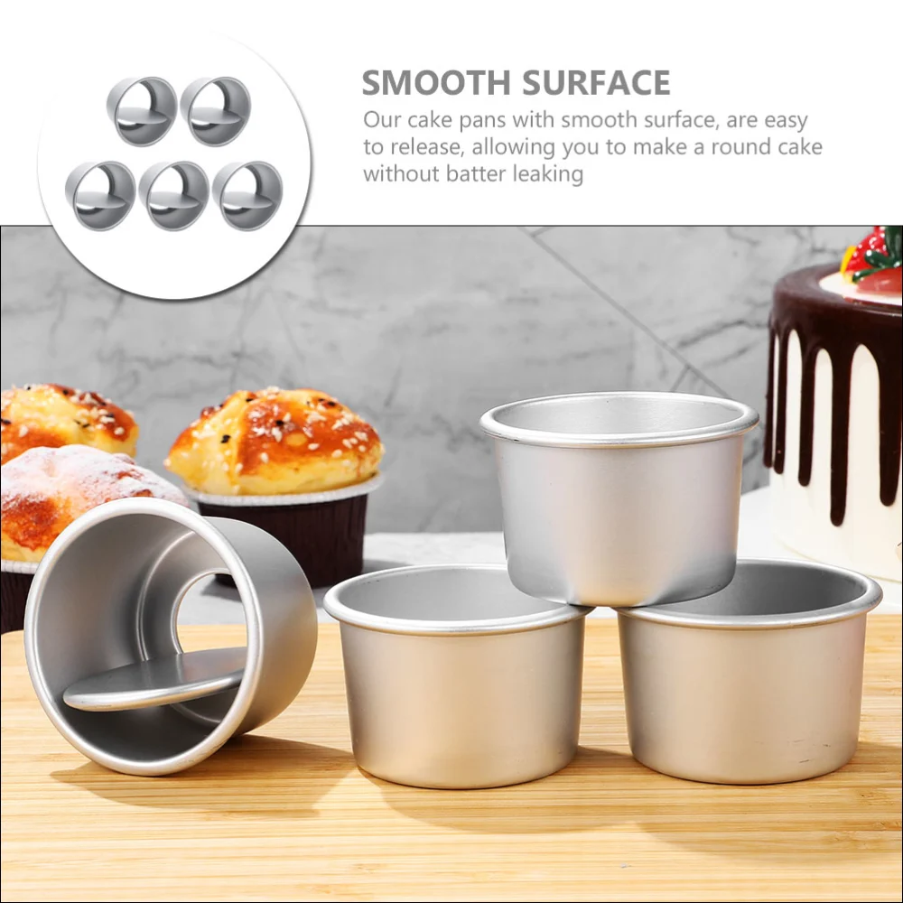 5pcs Cake Moulds Aluminum Alloy Round Molds Removable Bottom Cheesecake Mold Set