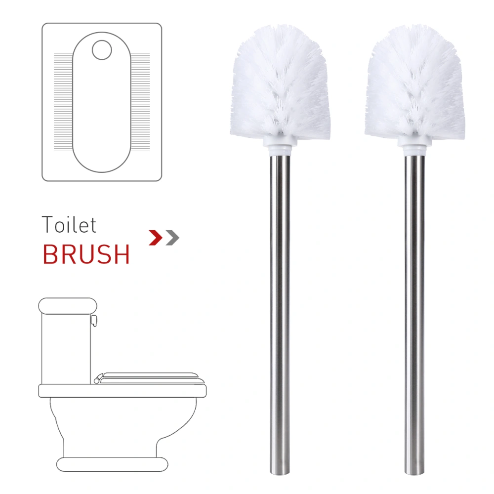 BESTOMZ 3pcs Stainless Steel WC Bathroom Cleaning Toilet Brush Head Holder