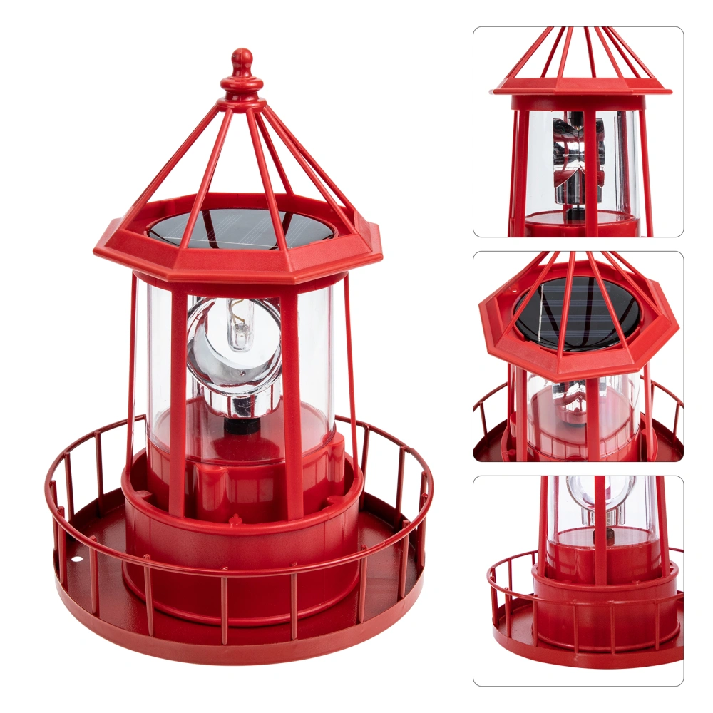 Outdoor Simulation Rotating Lighthouse Solar Powered Lighthouse Lamp Yard Decor