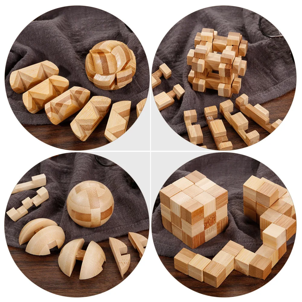 4pcs Bamboo Kongming Lock Toy Creative Toy Brain Teasers Toy Educational Toys