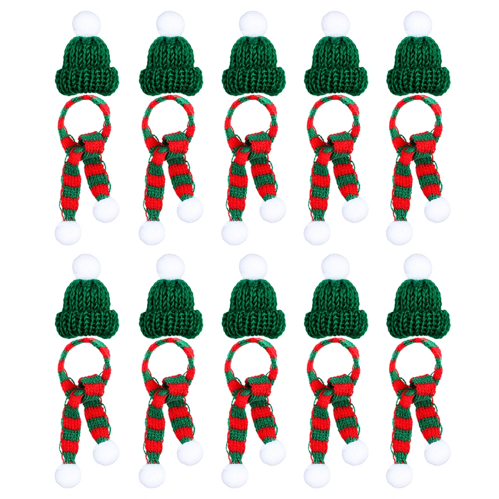 PRETYZOOM 10 Sets Stylish Xmas Mini Scarf and Hat Decor Doll Clothes Accessory Creative Plants Adornment for Home Festival