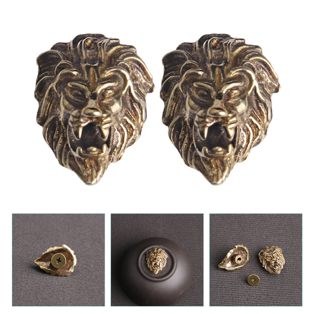 2pcs Lion Head Buttons Vintage Antique Pants Button Fastener for Clothes Craft DIY