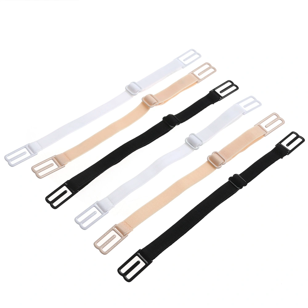 3 Pair Bra Strap Clips Elastic Non-slip Strap Holder (Black & Skin-Color & White)