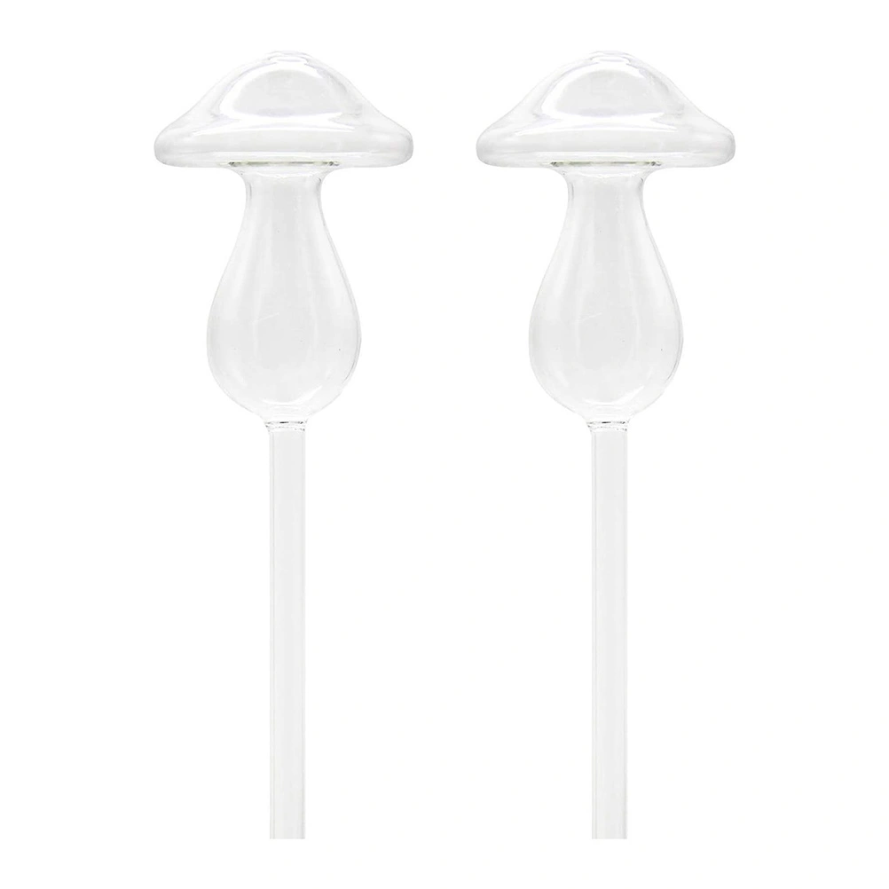 2pcs Glass Mushroom Automatic Watering Insert Glass Clear Self-watering Device