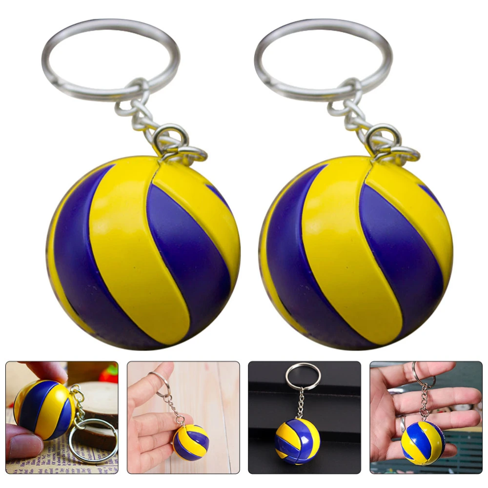 2pcs Creative Sports Key Chains Volleyball Key Chains Balls Game Fan Pendants