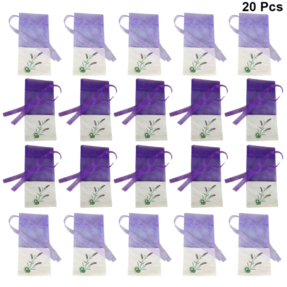 20pcs Gauze Lavender Bags Fragrance Pouch Empty Sachets Bag for Wardrobe Car (Old Dark Purple and Old Light Purple, 10 of each)