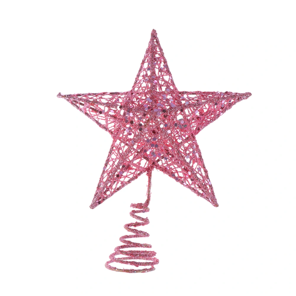 20cm Christmas Tree Iron Star Topper Glittering Christmas Tree Decoration Ornaments (Pink)