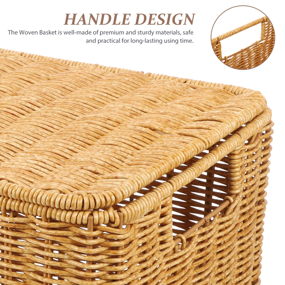  Cube Storage Boxes with Lids and Metal Frame Woven Storage Basket Multipurpose Sundries Basket