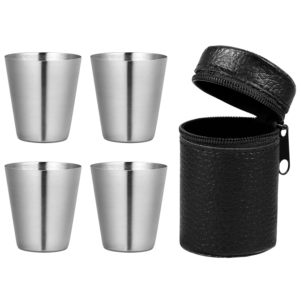 1 Set Stainless Steel Cups Portable Small Cups Camping Picnic Wine Drinking Cups Metal Cups