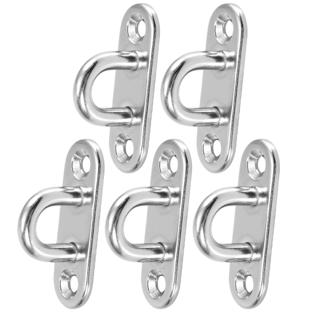 5Pcs Stainless Steel Oblong Plate Heavy Duty Ring Hook Boat Hook U-shaped Hanger