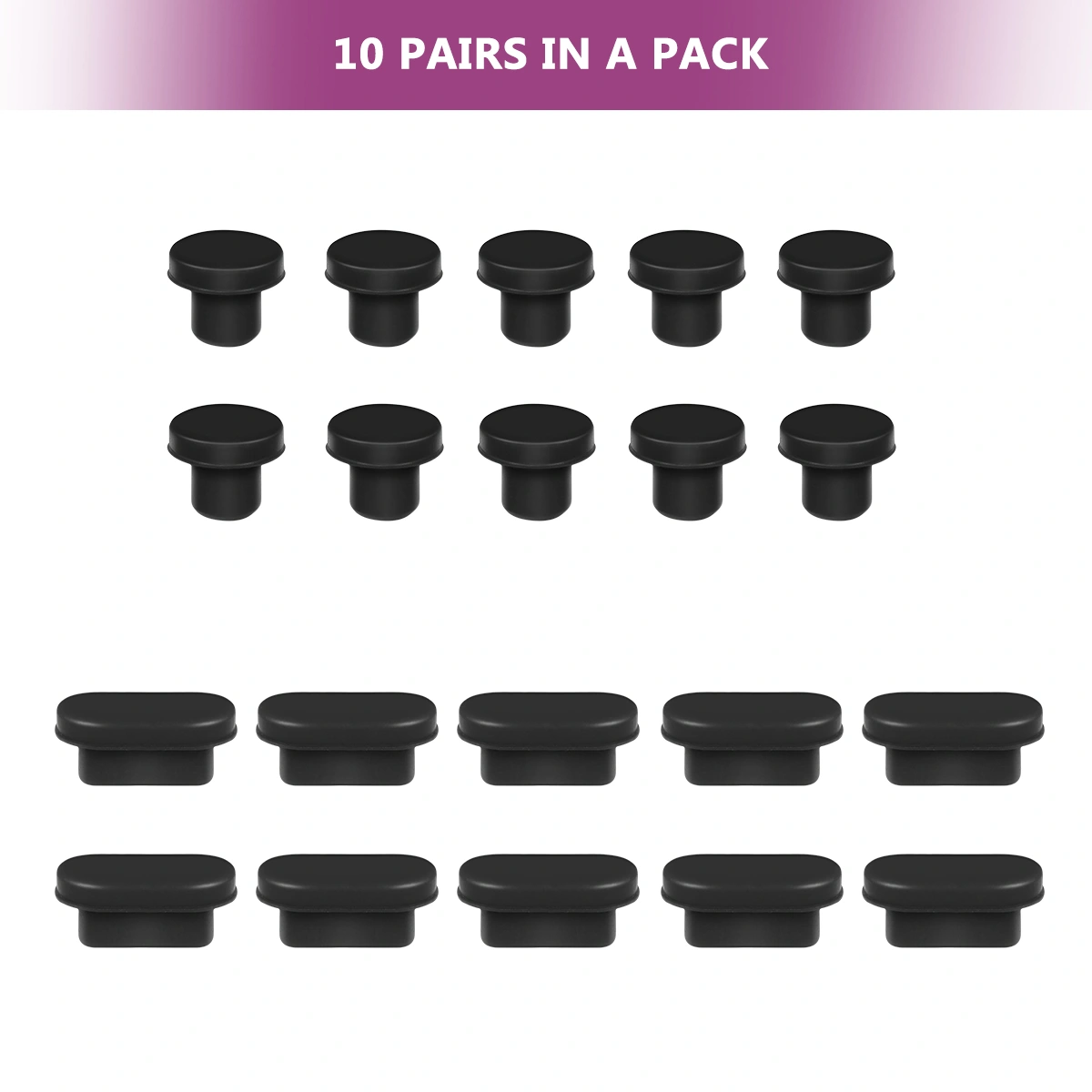 Hemobllo 10 Pairs 3.5mm Earphone Jack Anti Dust Plugs And Type-C Port Plugs Compatible for Android Phones Laptop PC Black