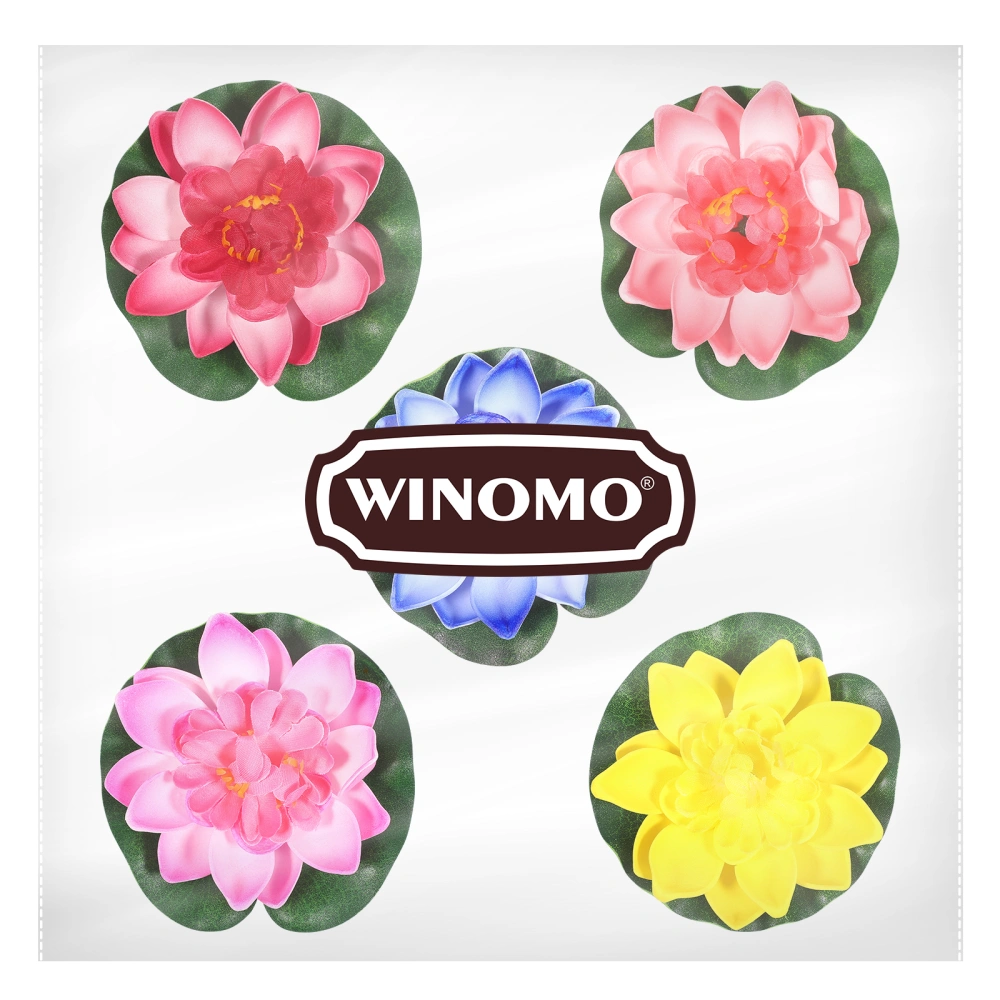 WINOMO 5Pcs 10CM Artificial Lotus Water Lily Artificial Plants Artificial Flowers Floating Pond Plants