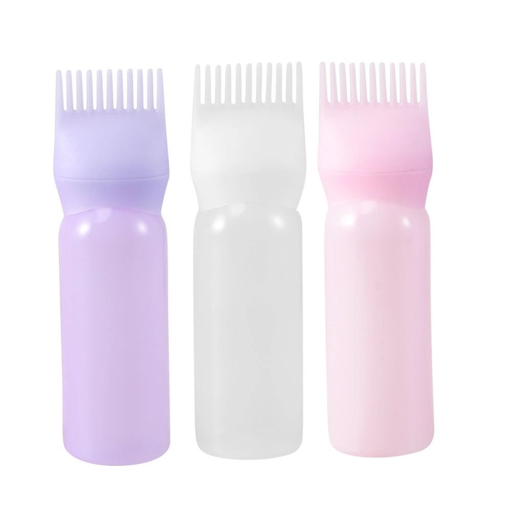 3pcs Hair Dye Bottle Applicator Comb Dispensing with Graduated Scale Salon Hair Coloring Dyeing (Random Color)