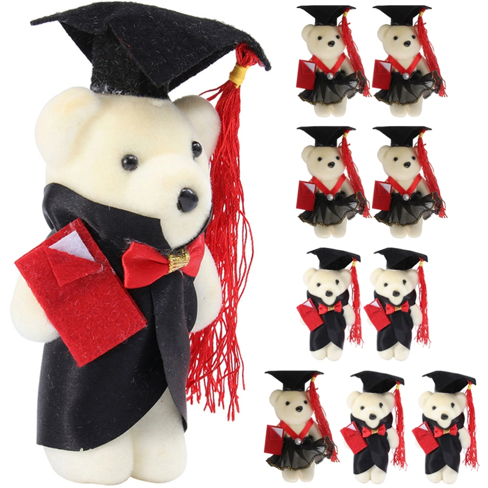 10Pcs Small Bear Dolls Cartoon Graduation Bear Dolls Graduation Bouquet DIY Bear Ornaments