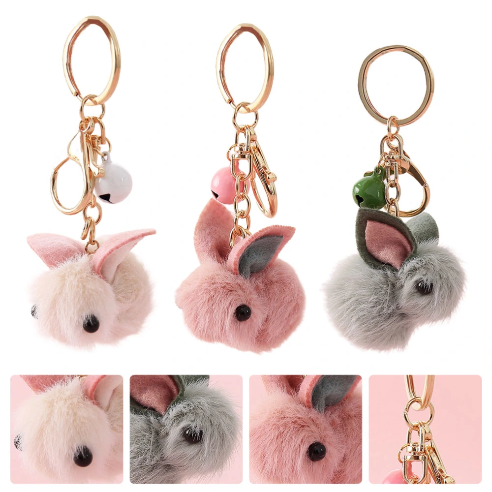 3pcs Lovely Rabbit Keychain Cartoon Bag Pendant Hanging Ornament (Random Color)