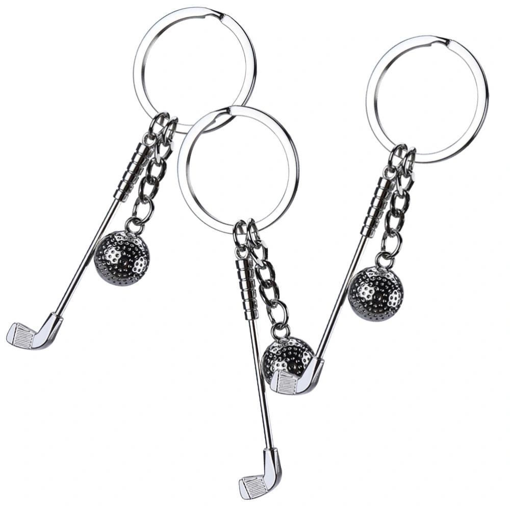 3Pcs Golfs Ball Keychain Metal Keychain Decor Hanging Key Ring Golfs Ball Pendant Golfs Keychain