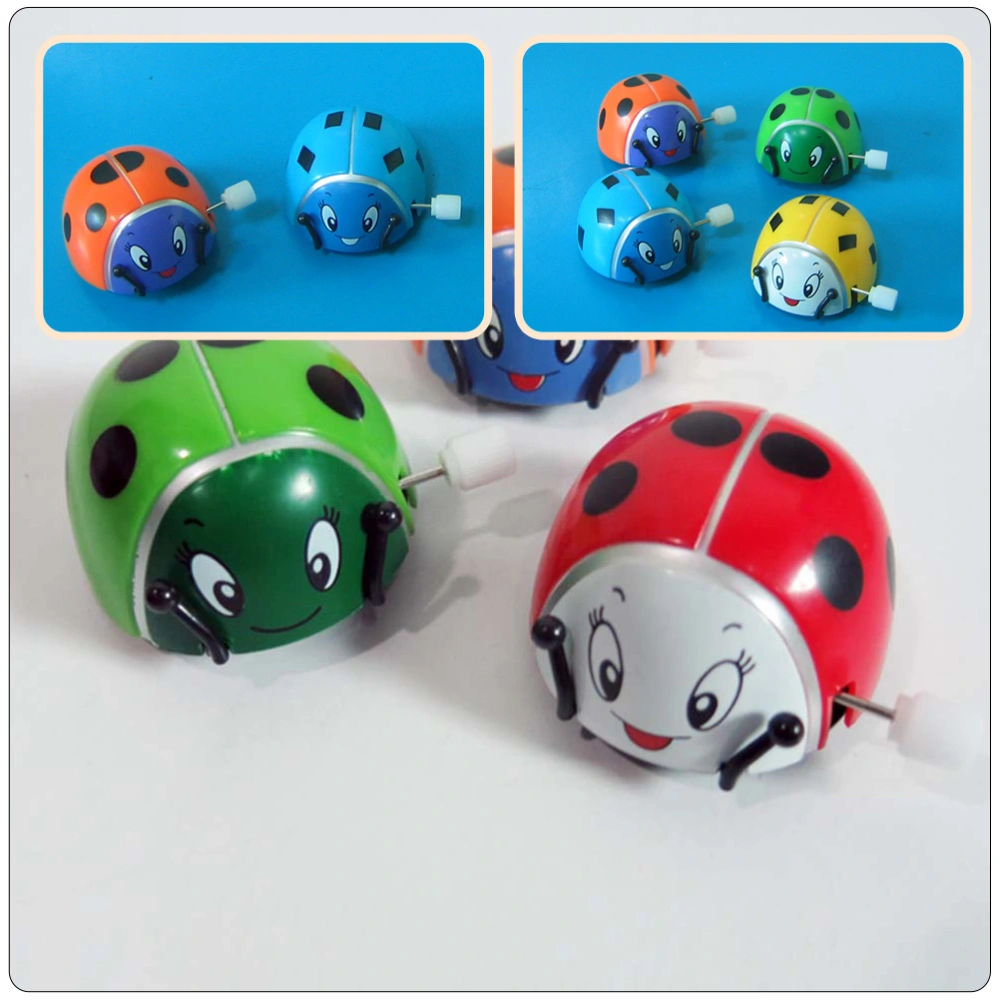 6pcs Wind-up Plastic Ladybug Toy Clockwork Toys Kids Funny Party Playthings