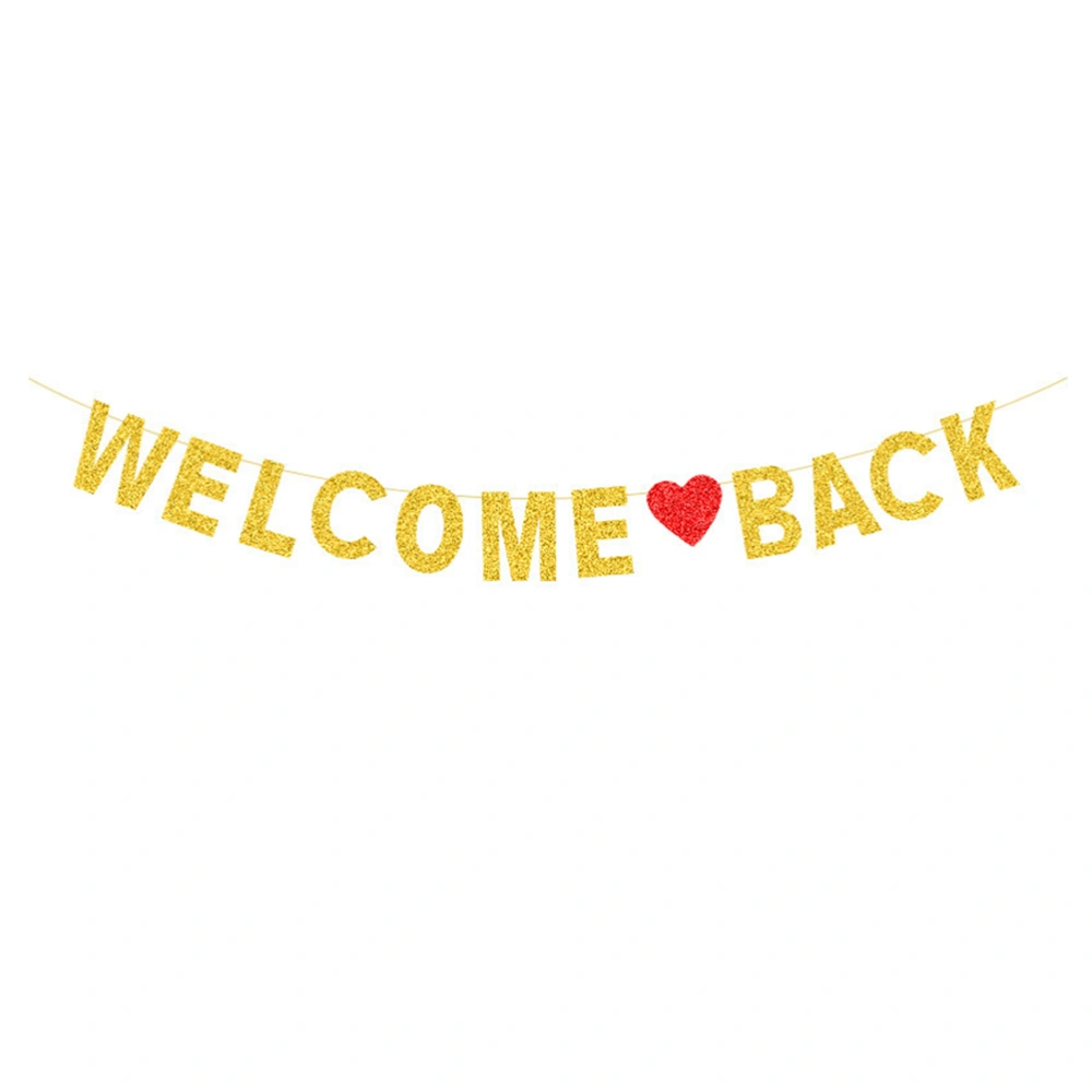 Glitter Gold Welcome Back Banner Hanging Welcome Back Sign Banner for Party