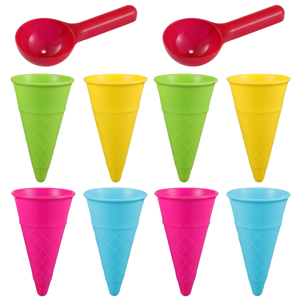 TOYANDONA 10pcs Outdoor Beach Toys Set Ice Cream Sand Mold Set Scoop for Kids Toddlers (Random Color)