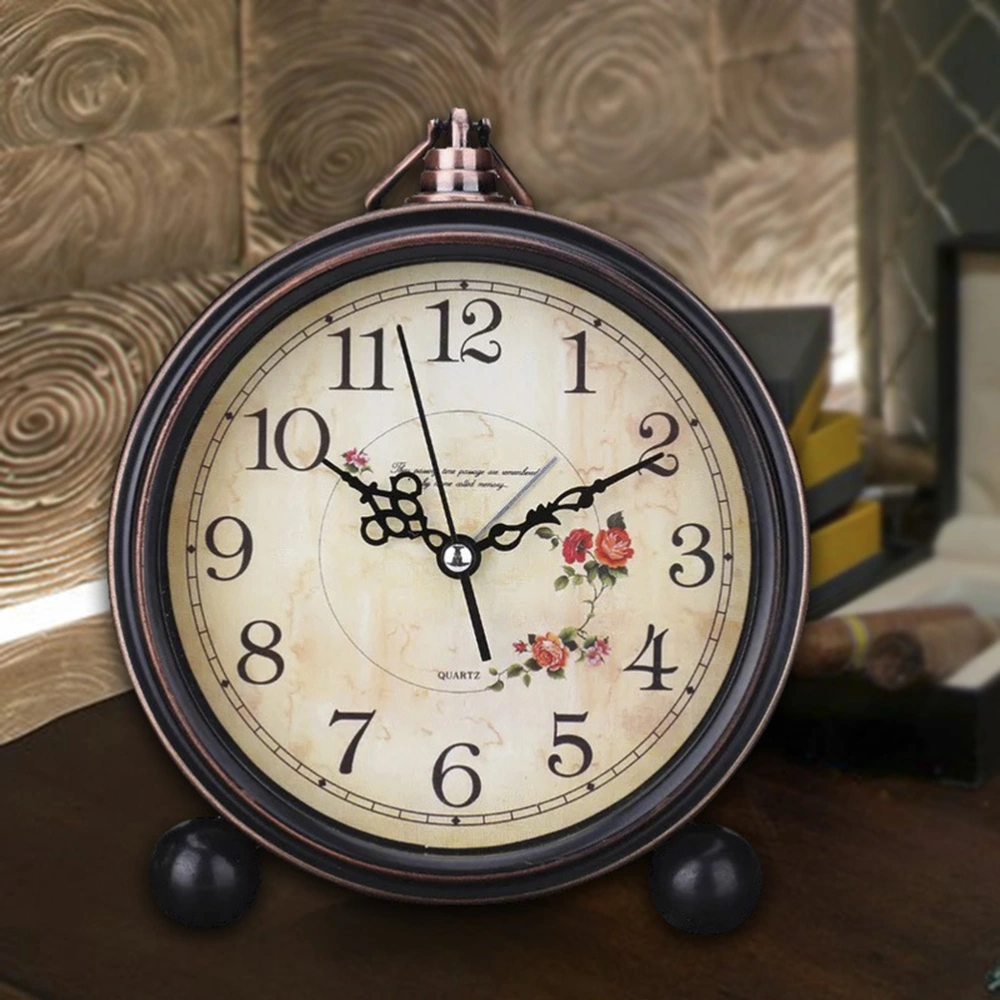 Vintage Style Alarm Clock Silent Antique Retro Table Clock  Decorative Quiet Non-Ticking Clock Classic Retro Clock Desk Alarm Clock(Without Battery)