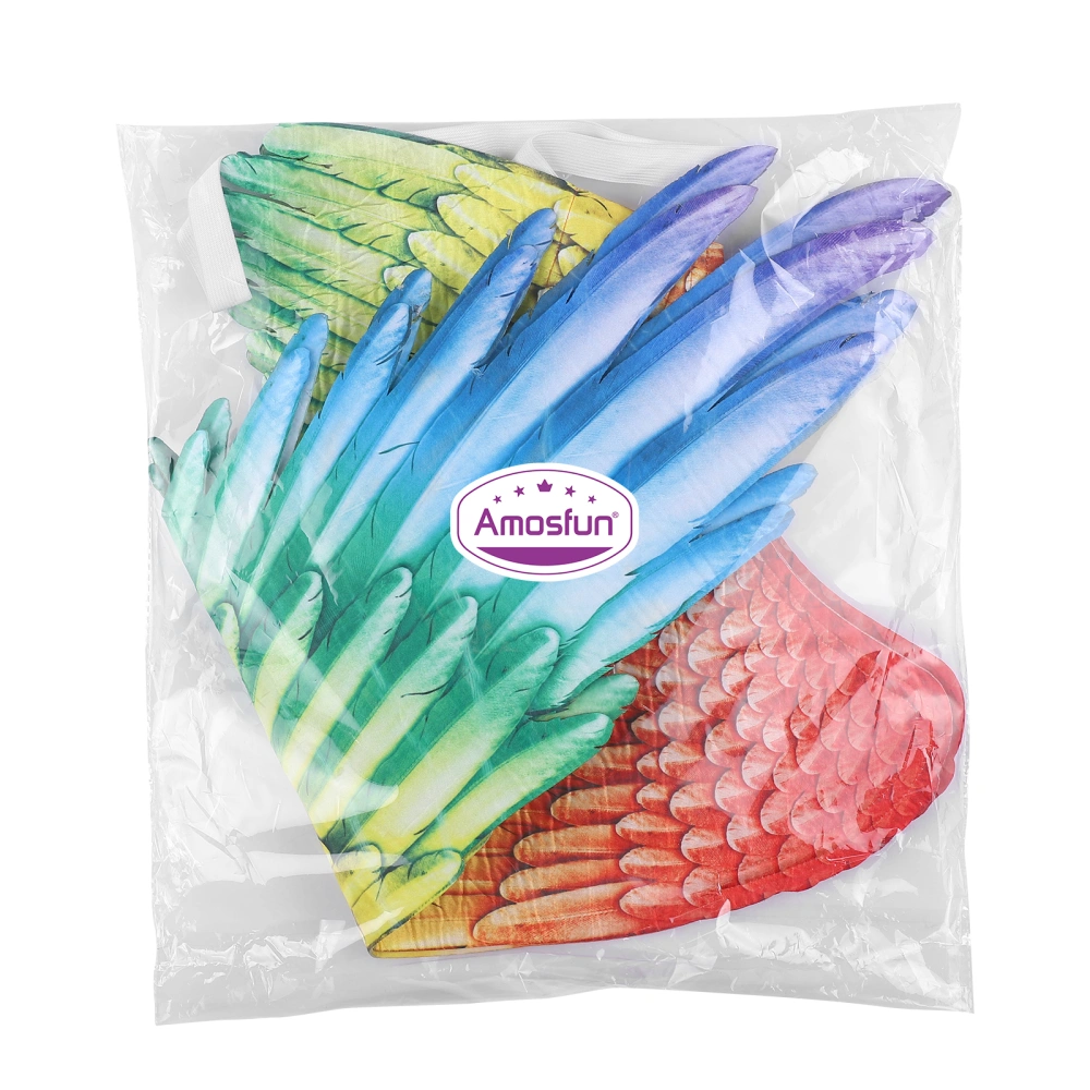 Amosfun Colorful Angel Wing Cosplay Performance Prop Rainbow Wings Spread Angel Wing Carnival Fancy Dress Accessory