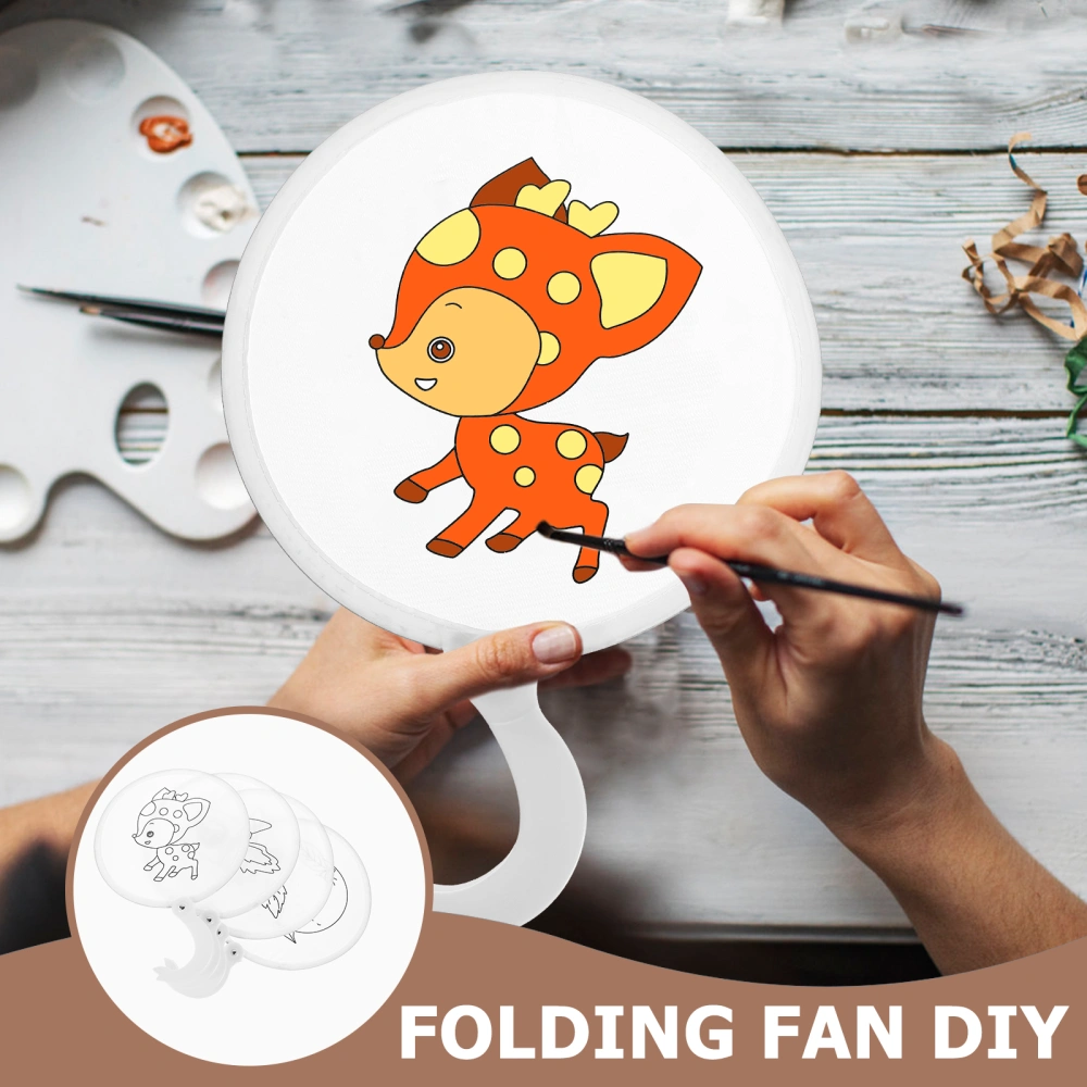 4pcs Japanese Style Folding Fan Blank Graffiti Folding Fan Kids DIY Foldable Fan Material