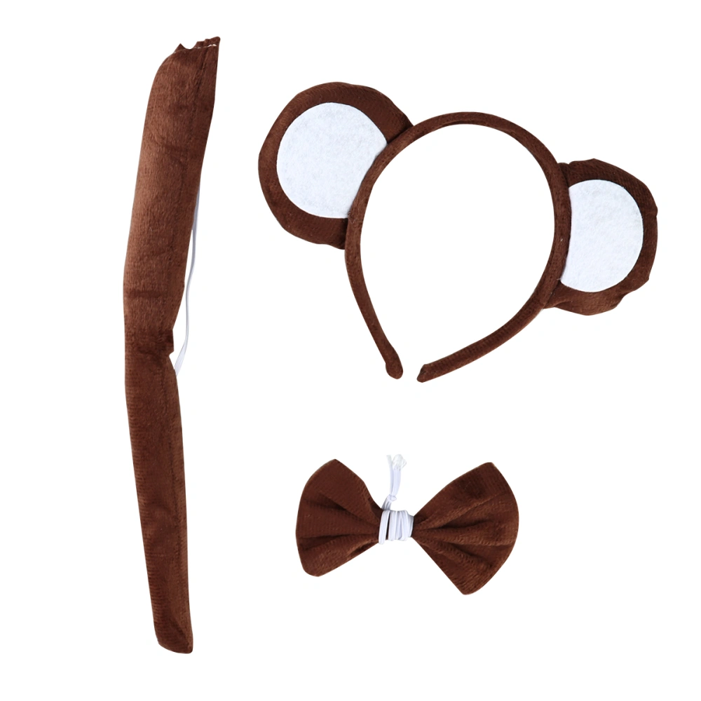 3 Pcs/set Baby Kids Cartoon Monkey Headband Bow Tie and Tail for Costume Party