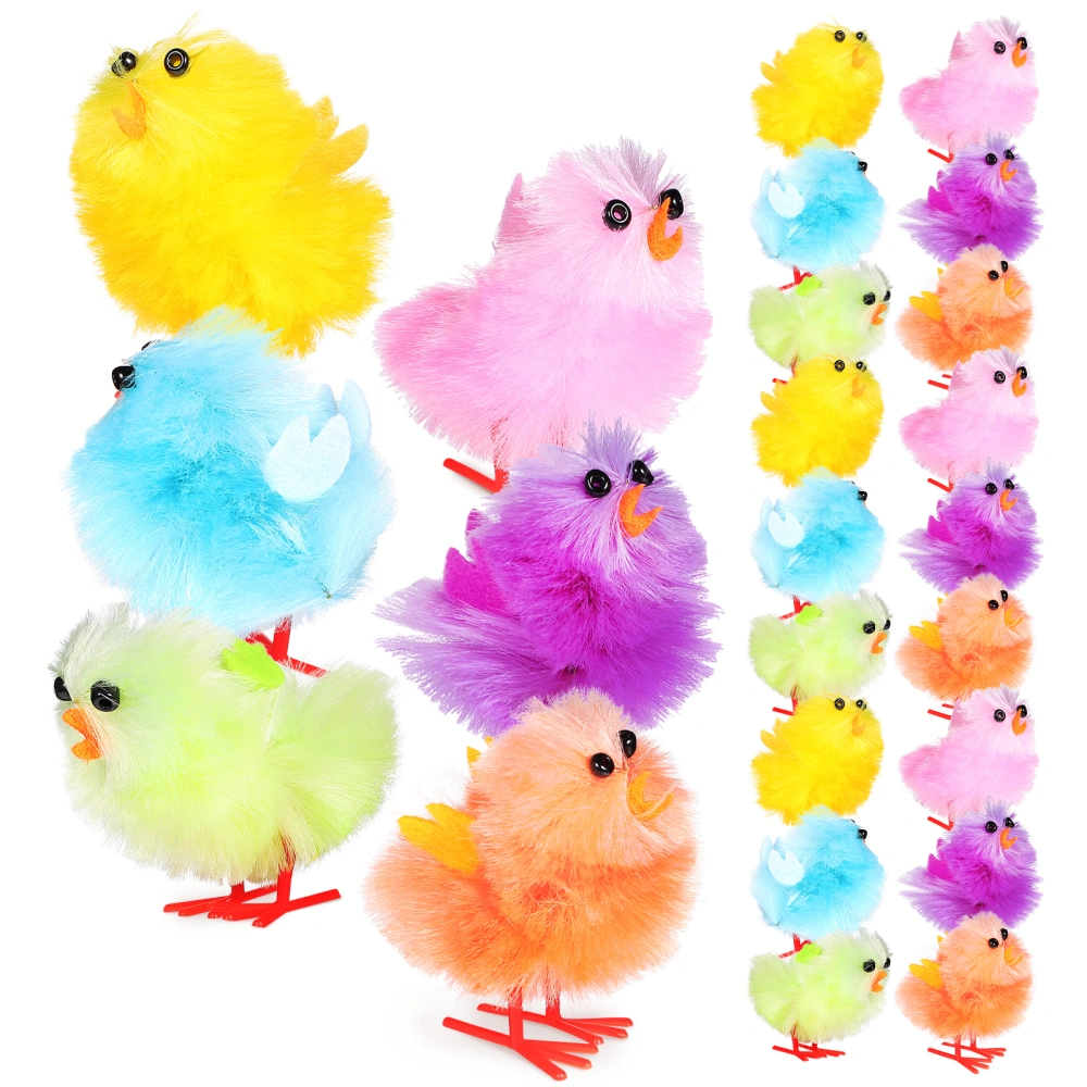 36 Pcs Easter Chicks Colorful Baby Chicks Miniature Fluffy Chick Toys for Kids Party Favors Ornaments