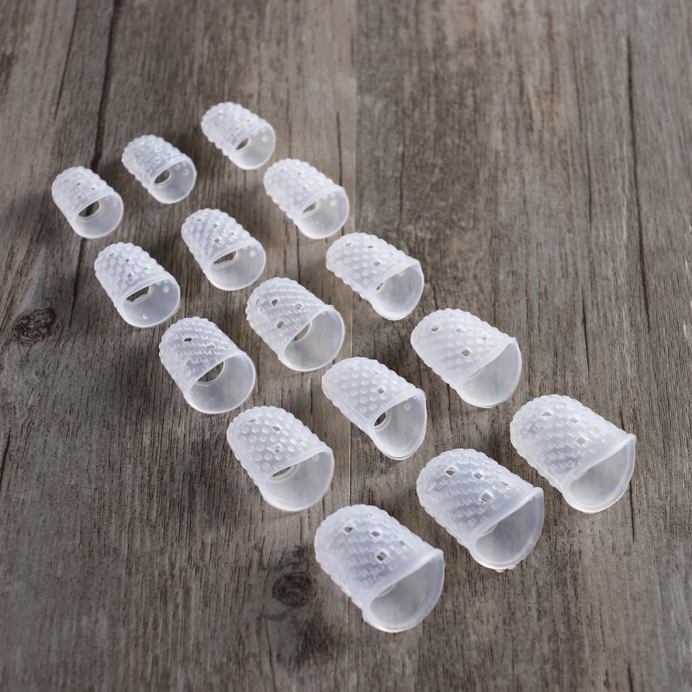 15pcs Guitar Fingertip Protectors Silicone Finger Guards for Ukulele Electric Guitar 5 Sizes (Transparent Color)