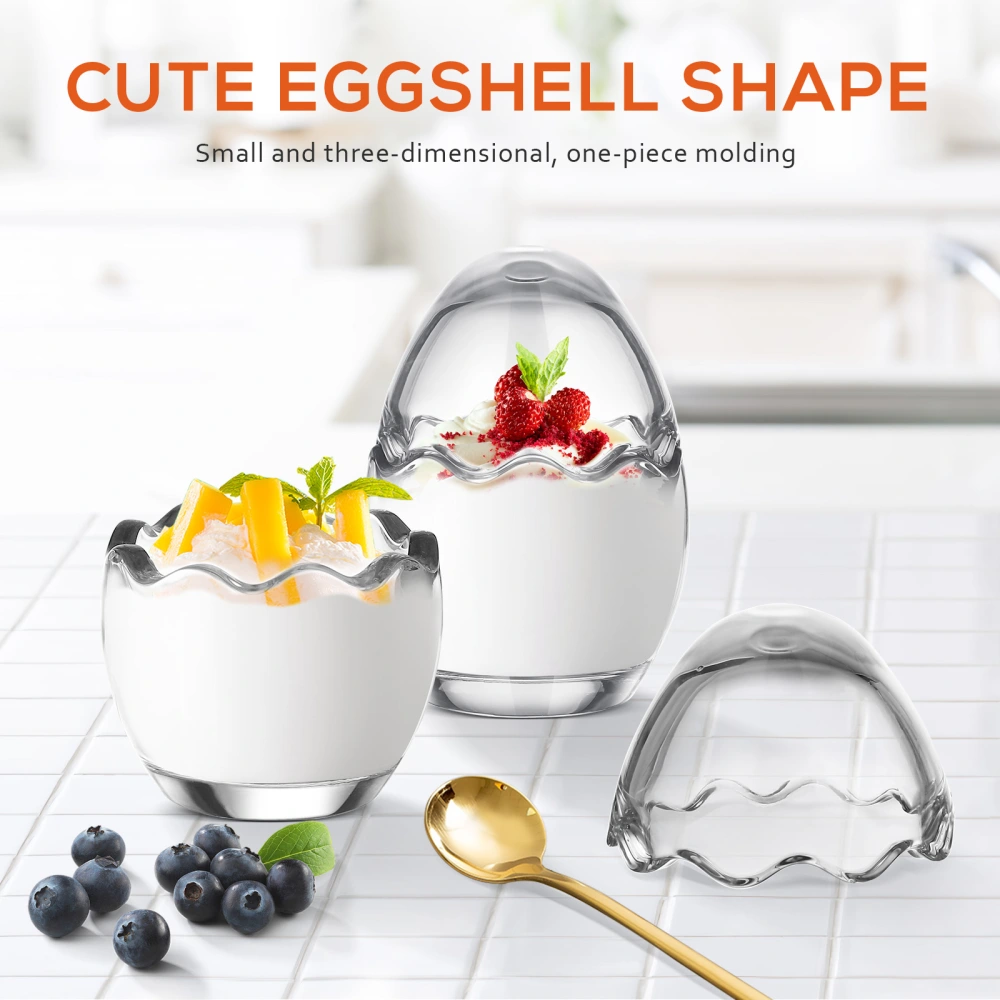 4pcs Pudding Cups Egg Shell Heat-resistant Glass Jelly Yogurt Jar Containers