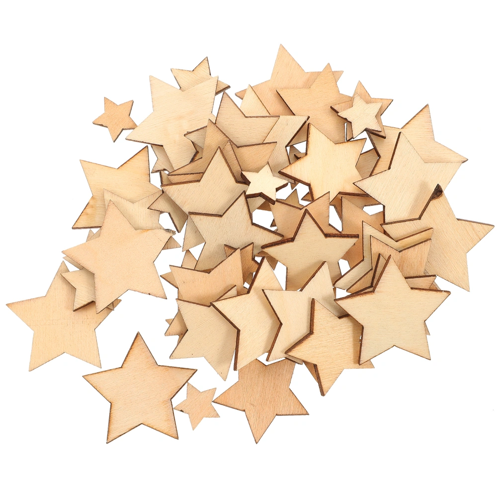 100PCS Unfinished Wooden Stars Cutout Discs Assortment For Patchwork Scrapbooking Arts Crafts DIY Decoration Birthday Wedding Display Decor (1.4cm-3.57 cm Assorted Size)