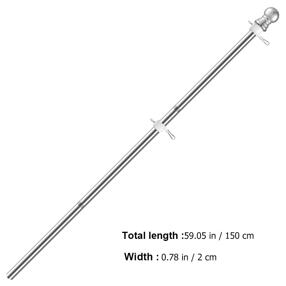 Stainless Steel Wall Mount Flag Pole Rustproof Flagpole for Porch Yard (Silver)