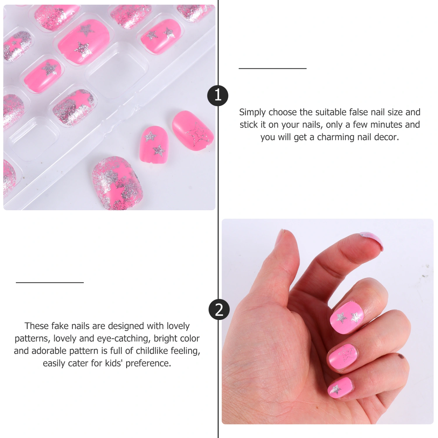 120Pcs Kids Fake Nails Full Cover Press On Nails Girls Manicure False Nails