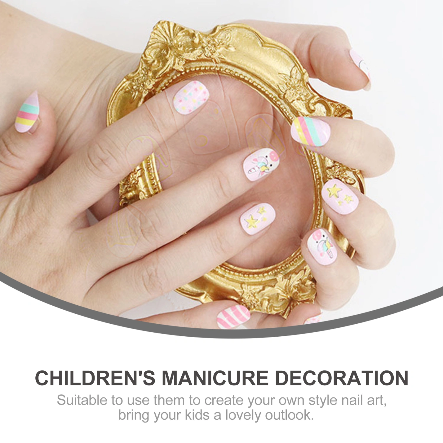 120Pcs Kids Fake Nails Full Cover Press On Nails Girls Manicure False Nails
