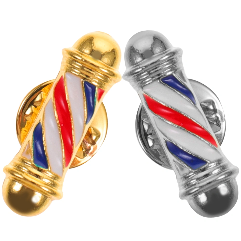 2Pcs Creative Barber Shop Pole Brooch Barber Shop Light Brooch Pin Lapel Pin