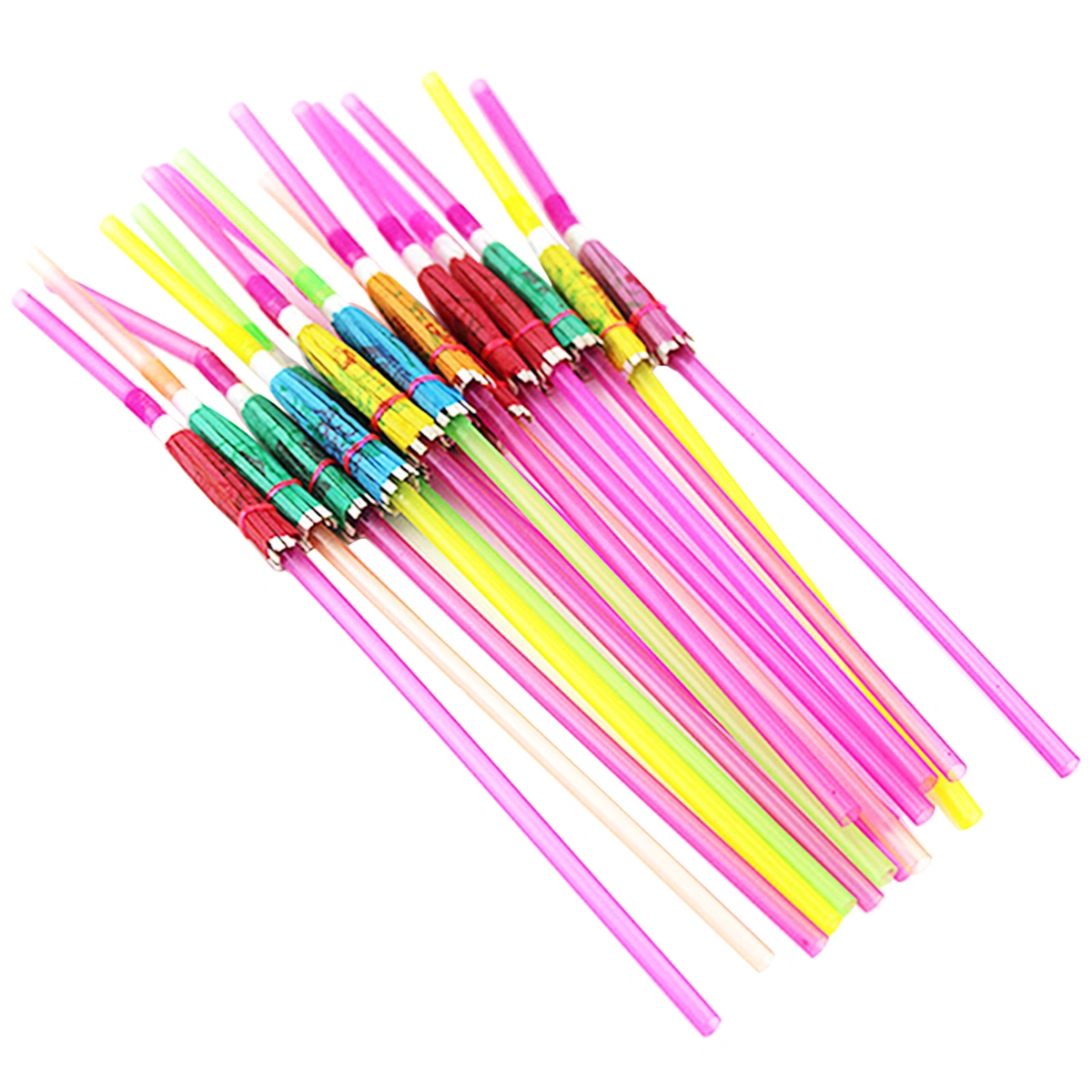 20pcs Hawaiian Party Disposable Umbrella Straws Party Decorative Drinking Straw Table Decor Hawaiian Luau Party Supply (Diameter 0.6cm)