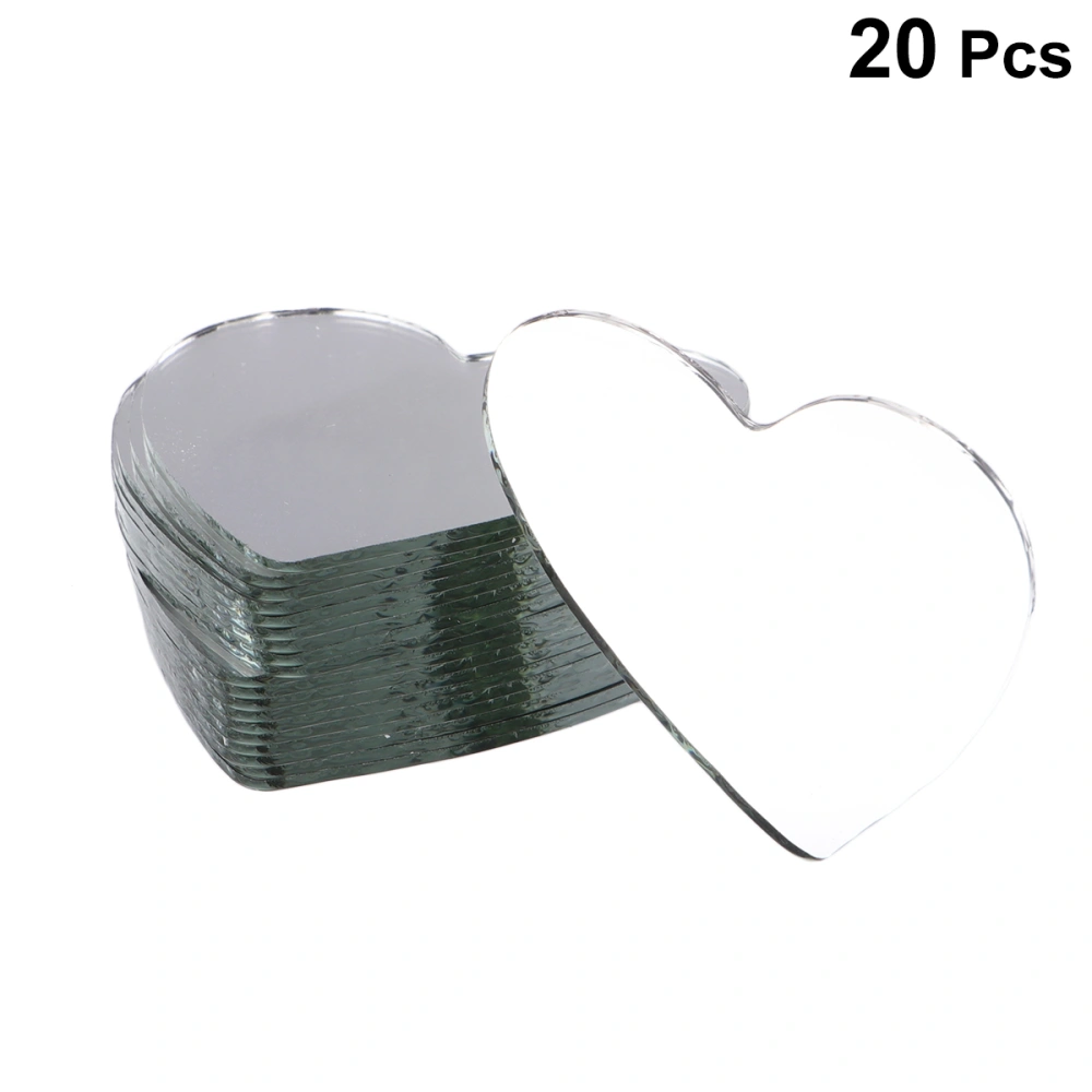 20 Pcs Alloy Mirror Women Make Up Use Mirror Mini Heart Shape Unfinished Mirror Lens for DIY Art Craft