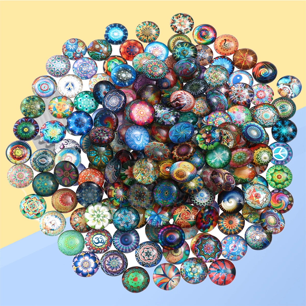 200pcs 10mm Mixed Round Mosaic Tiles for Crafts Glass Mosaic Supplies for Jewelry Making
