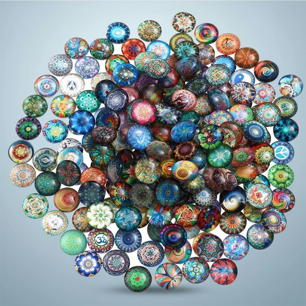 200pcs 10mm Mixed Round Mosaic Tiles for Crafts Glass Mosaic Supplies for Jewelry Making
