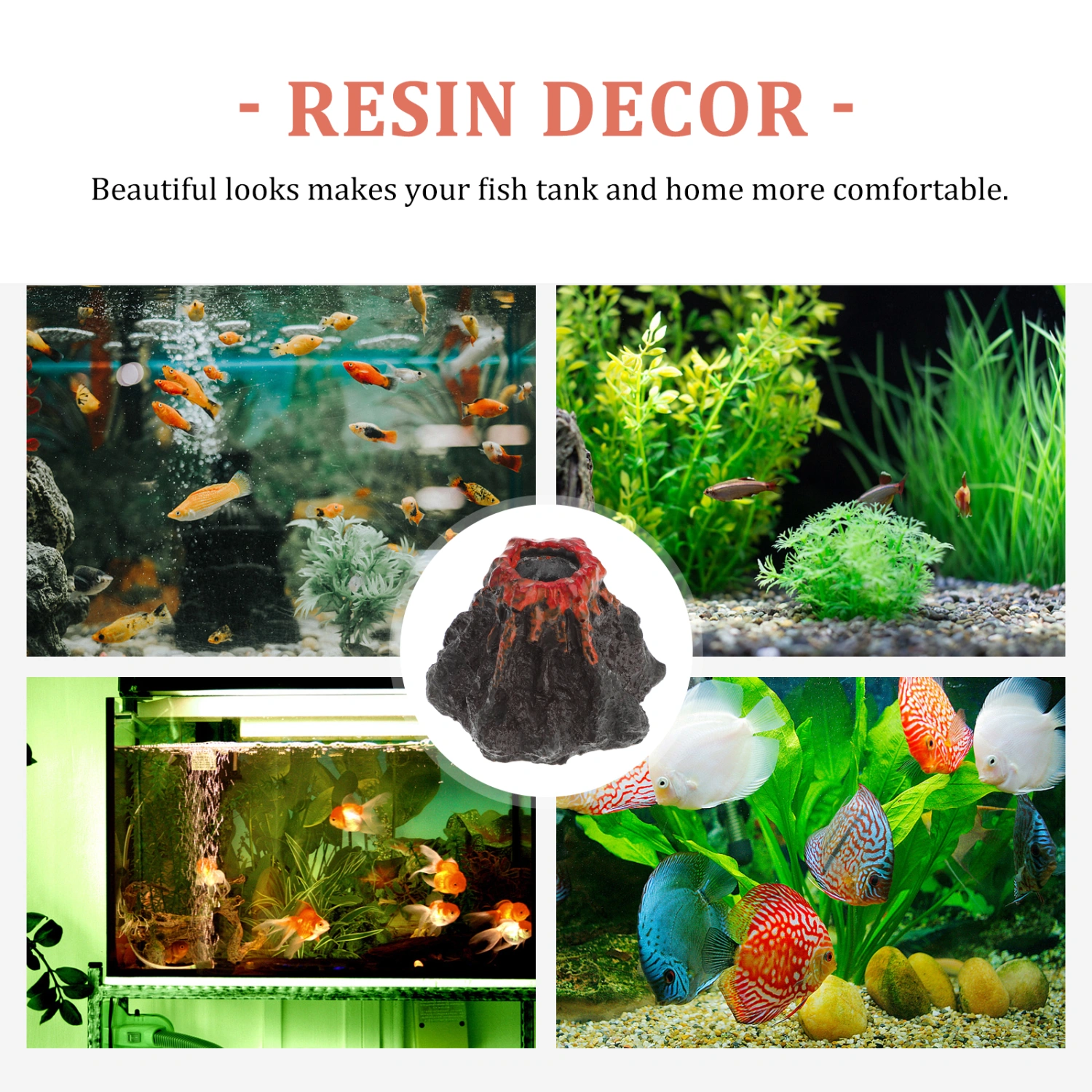 Fake Volcanic Aquarium Decoration Simulation Underwater Plants Fish Tank Decor Landscaping Ornament - Small Size