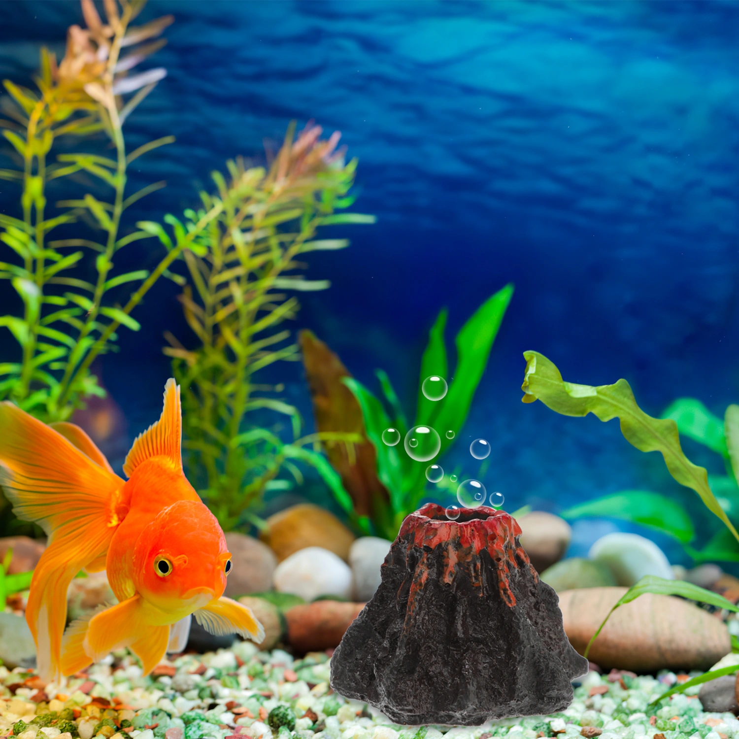 Fake Volcanic Aquarium Decoration Simulation Underwater Plants Fish Tank Decor Landscaping Ornament - Small Size