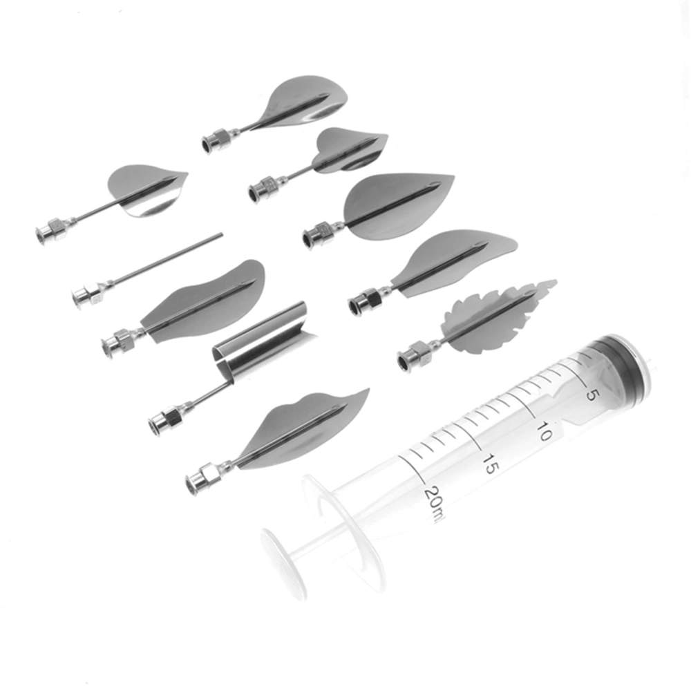 10Pcs Stainless Steel 3D Jelly Flower Art Tools Silver Nozzles Set Pudding Leaf Carved Molds  Cake Decorating Tools