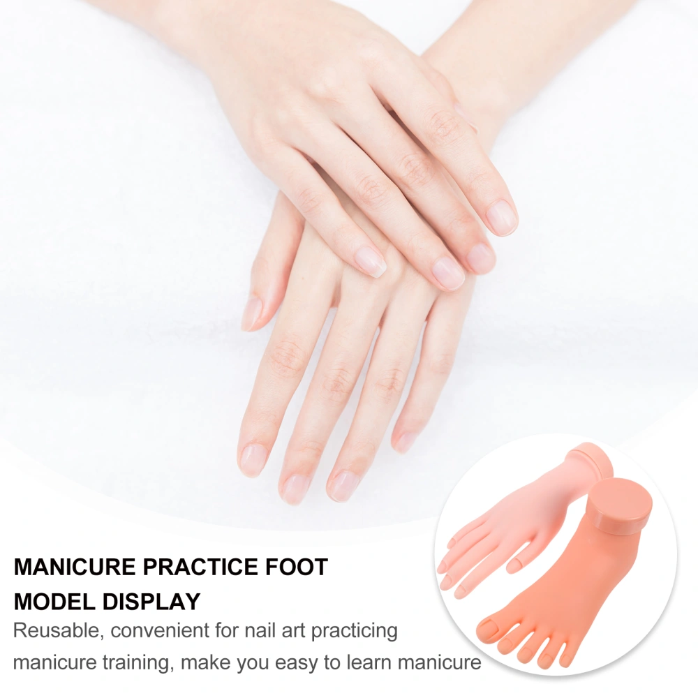 2pcs Manicure Practice Left Hand Left Foot Fake Nail Art Training Model