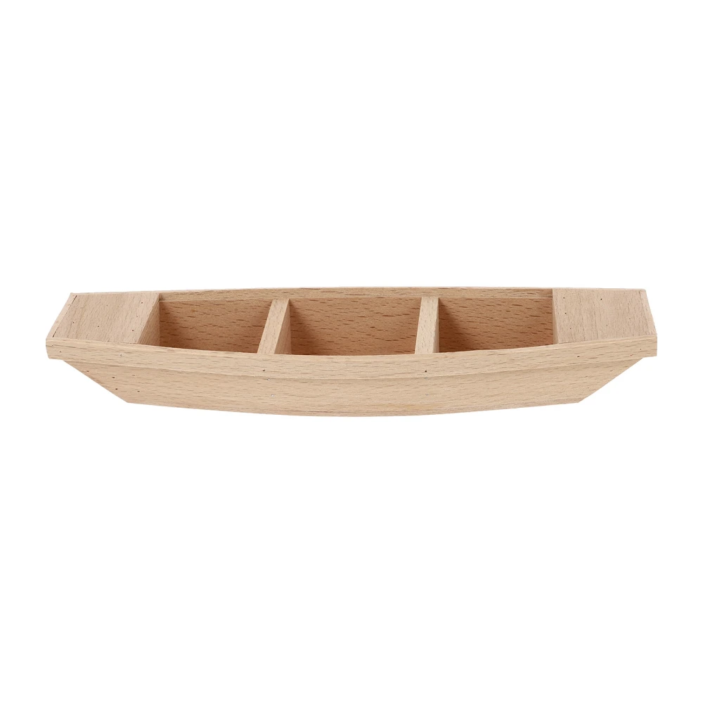 1pc Micro Landscape Fishing Boat Decor Wooden Boat Simulation Boat Adornment