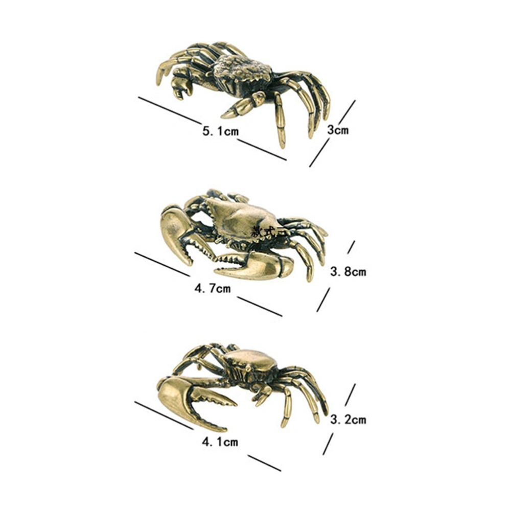 3Pcs Decorative Crabs Adornments Exquisite Small Brass Crabs Ornaments Tea House Desktop Decors