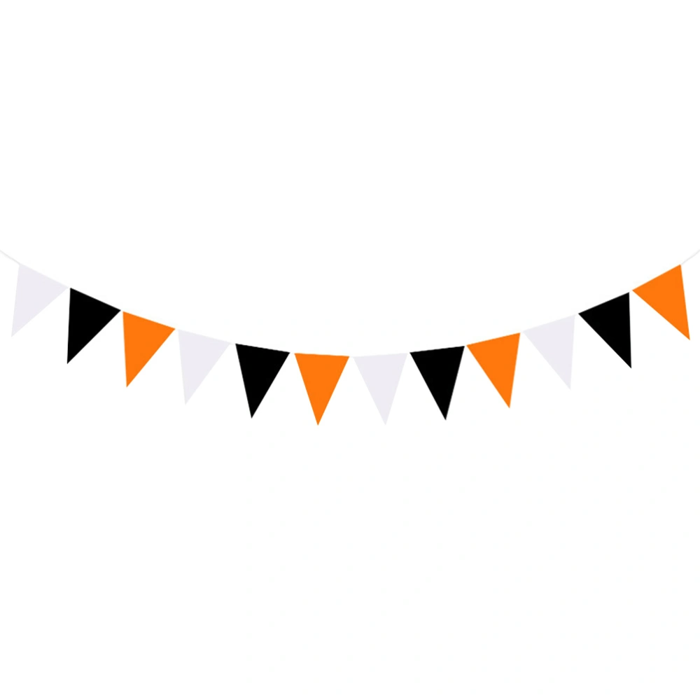 Orange Black White Halloween Pennant Halloween Triangle Flag Hanging Decoration