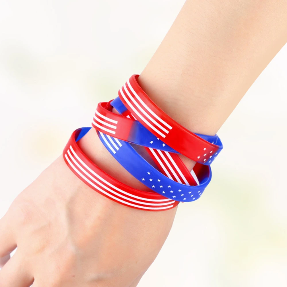 15pcs Sports Silicone Bracelet Personality Simple Star Pattern Wrist Band Hand Rings Decorations for Men Women (Red + Blue)