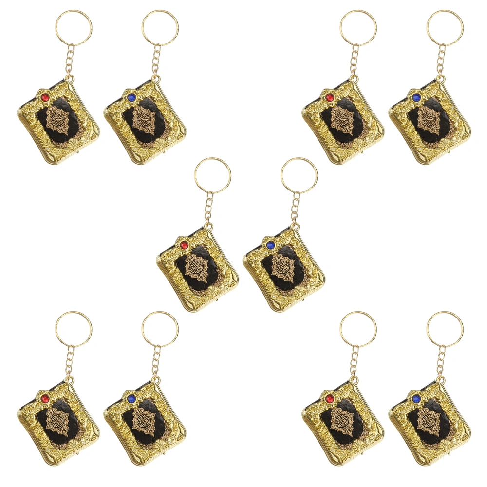 10pcs Quran Koran Book Pendant Vintage Keychain Religion Keyring (Random Color)